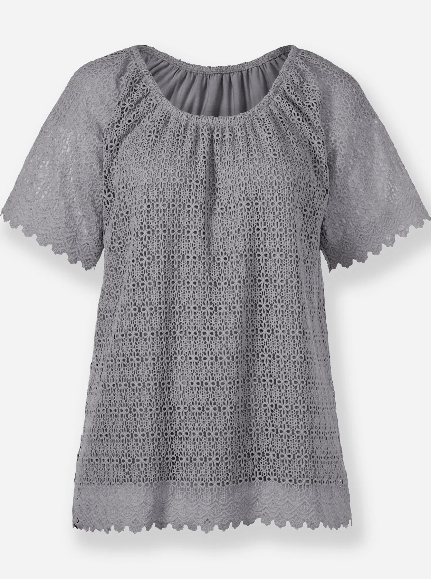 Spitzenshirt mit elastischem Ausschnitt