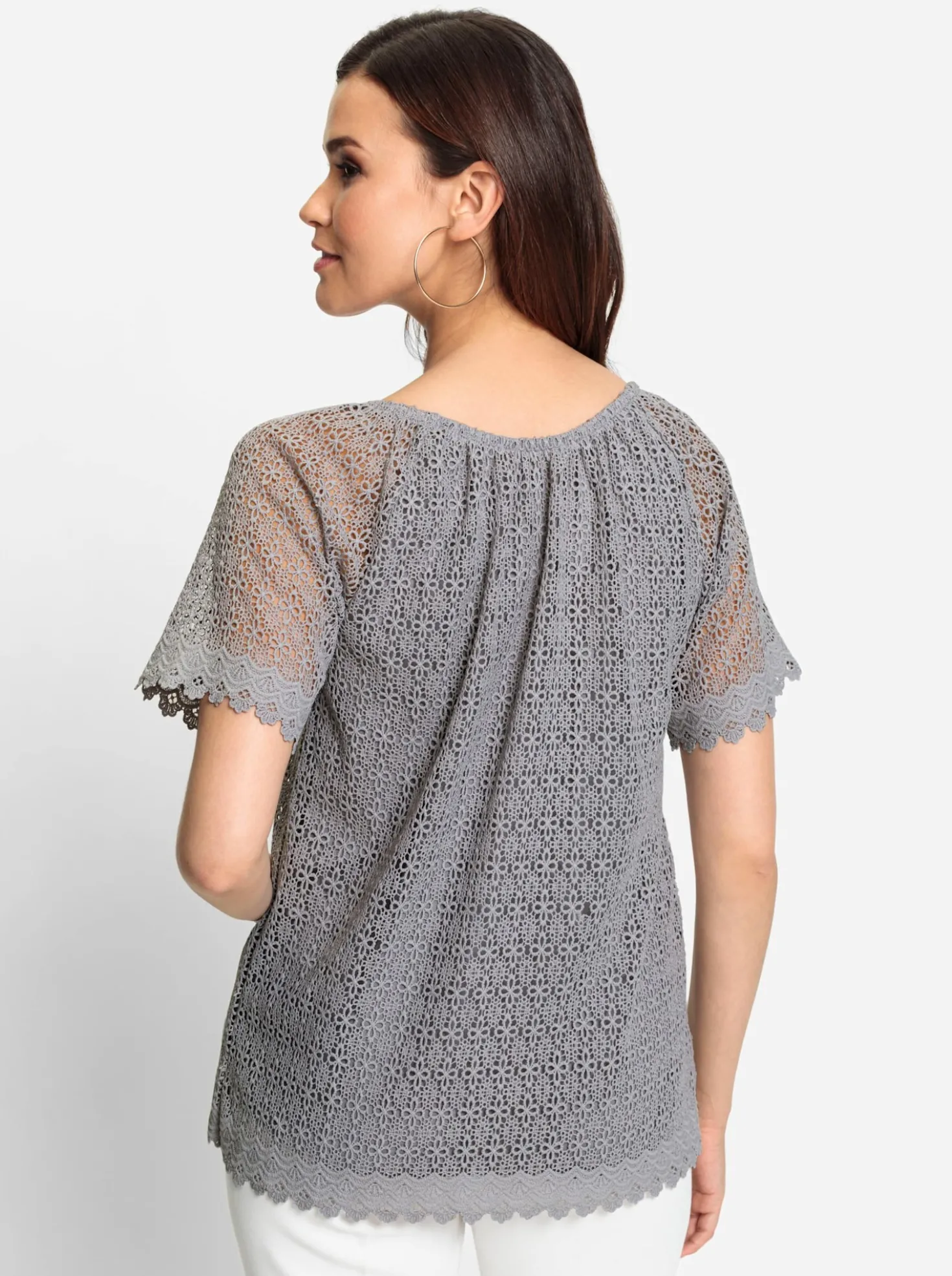 Spitzenshirt mit elastischem Ausschnitt