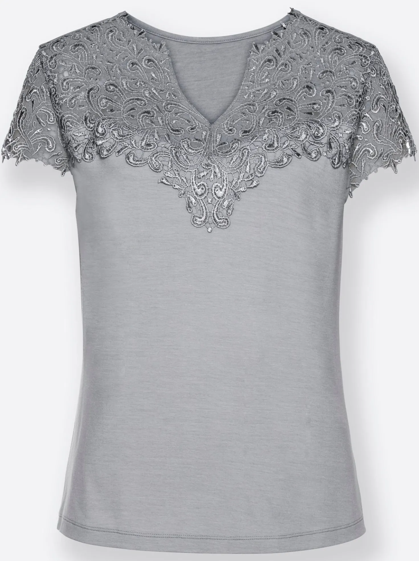 Spitzenshirt mit herzförmigem Spitzen-Einsatz