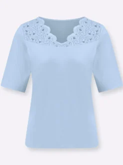 Spitzenshirt mit längerem Kurzarm