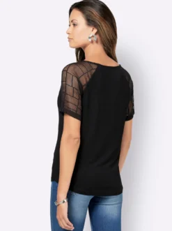 Spitzenshirt mit transparenten Ärmeln