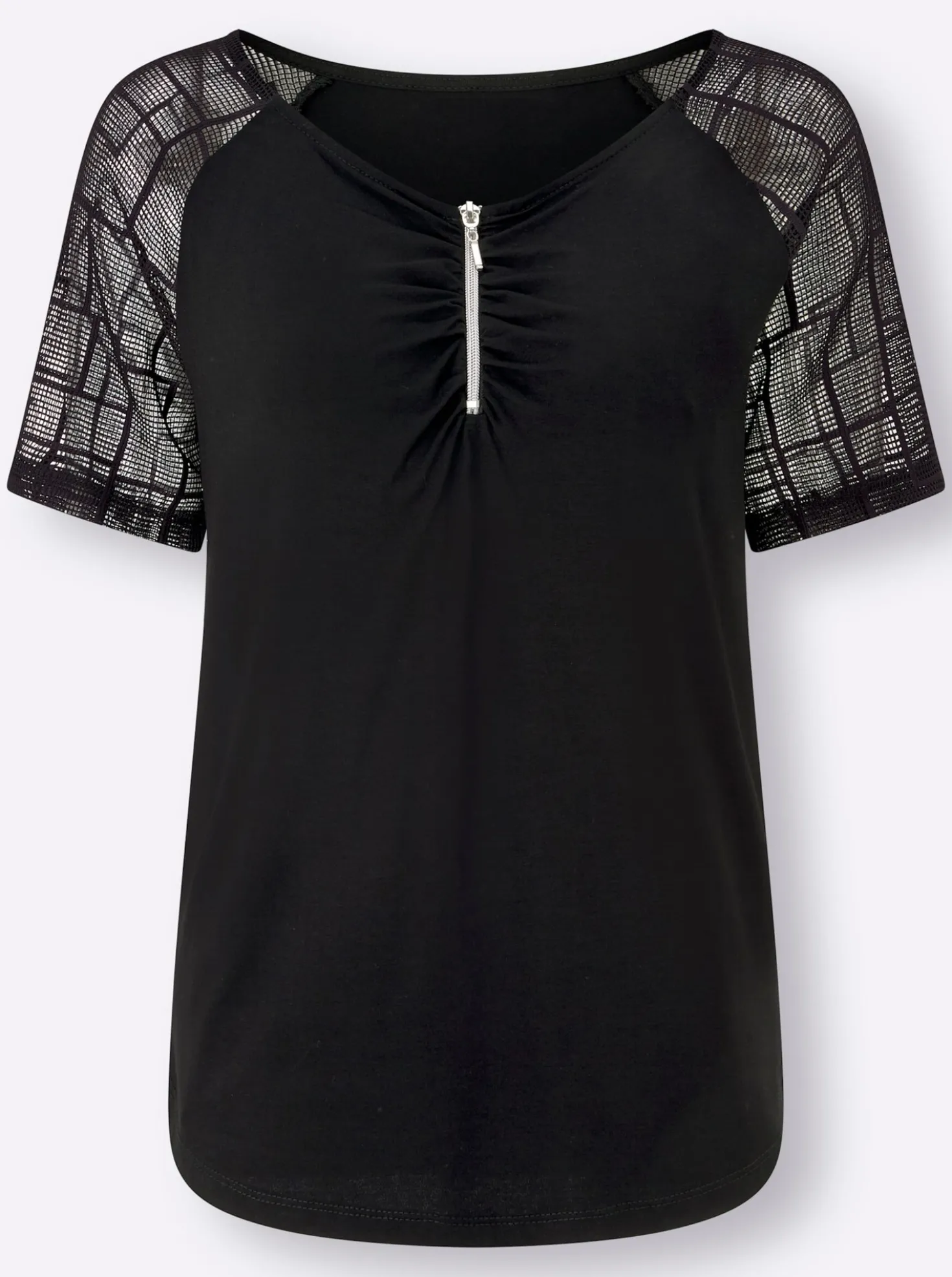 Spitzenshirt mit transparenten Ärmeln