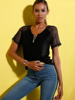 Spitzenshirt mit transparenten Ärmeln