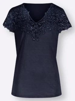 Spitzenshirt mit transparenter Spitze