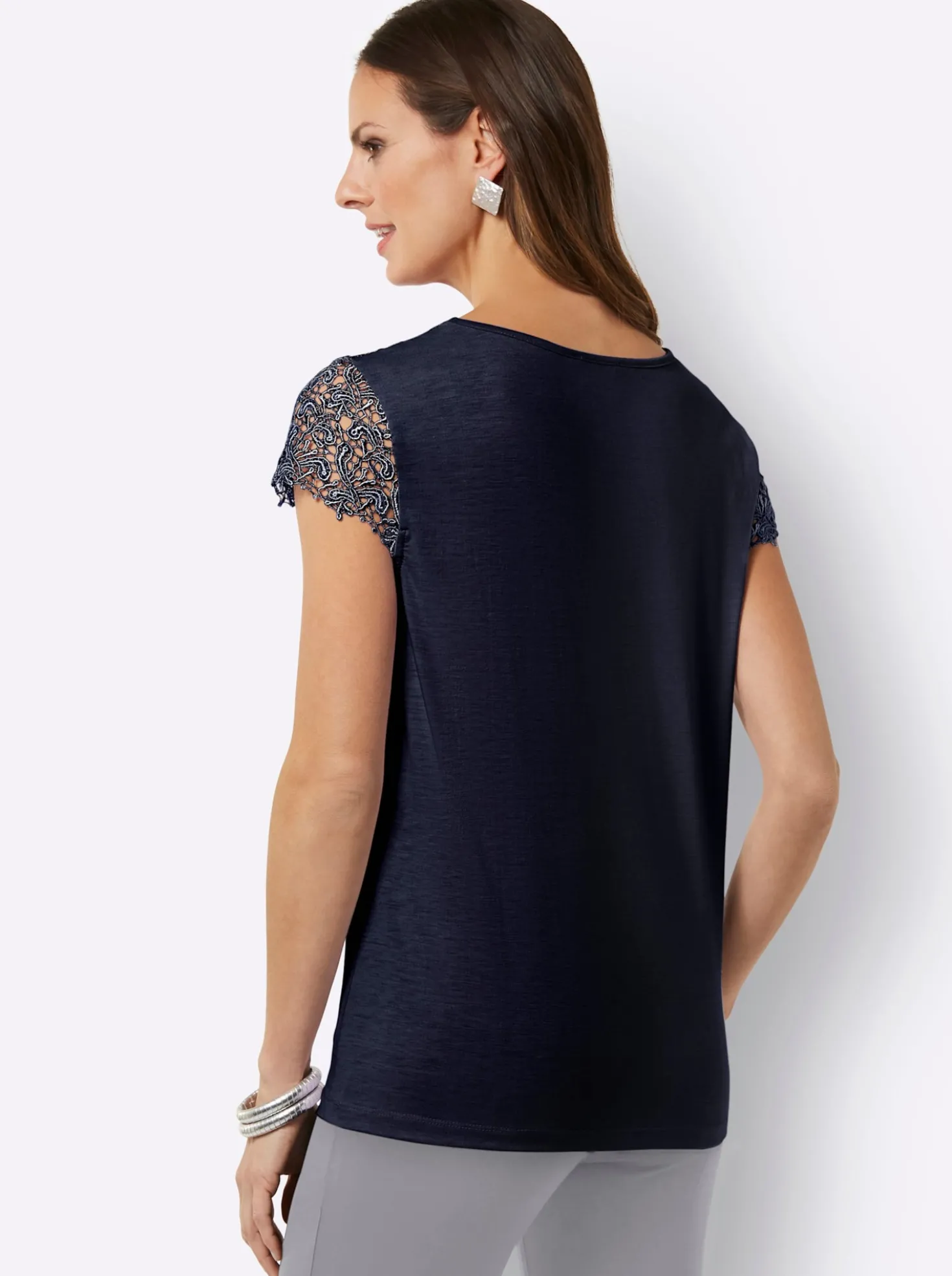 Spitzenshirt mit transparenter Spitze