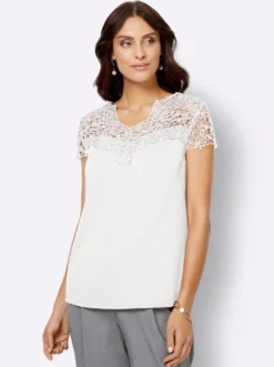 Spitzenshirt mit transparenter Spitze