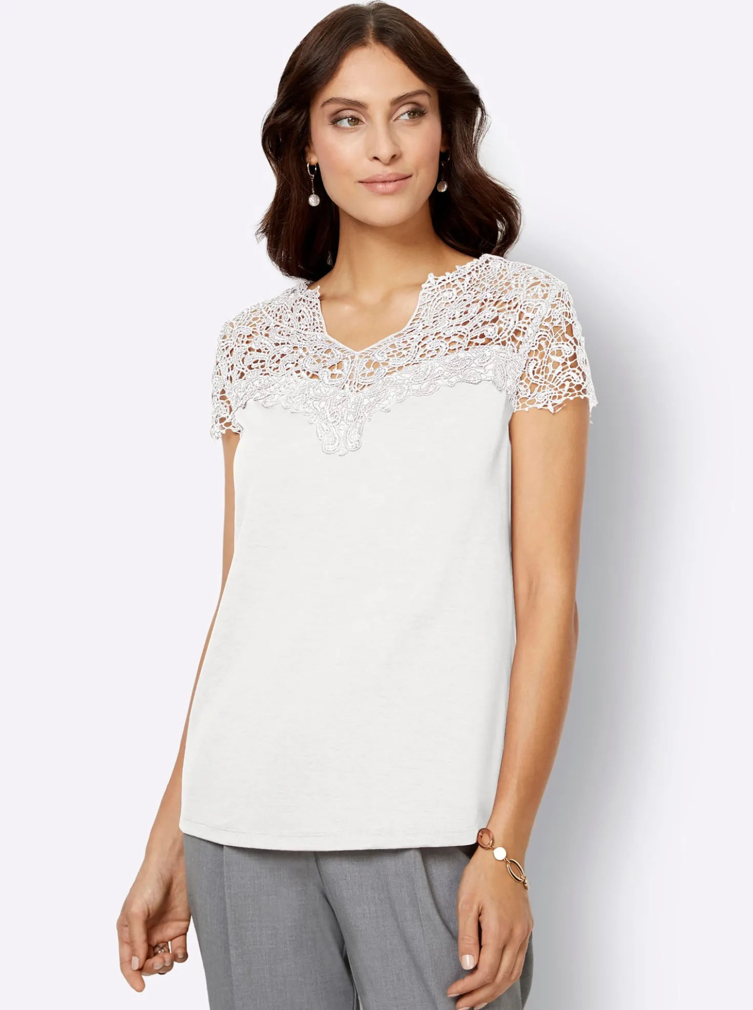 Spitzenshirt mit transparenter Spitze