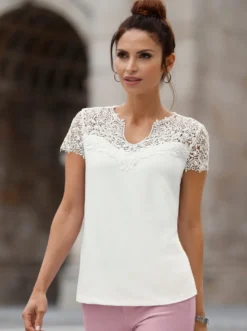 Spitzenshirt mit transparenter Spitze