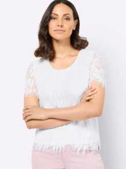 Spitzenshirt mit transparenten Ärmeln