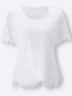 Spitzenshirt mit transparenten Ärmeln
