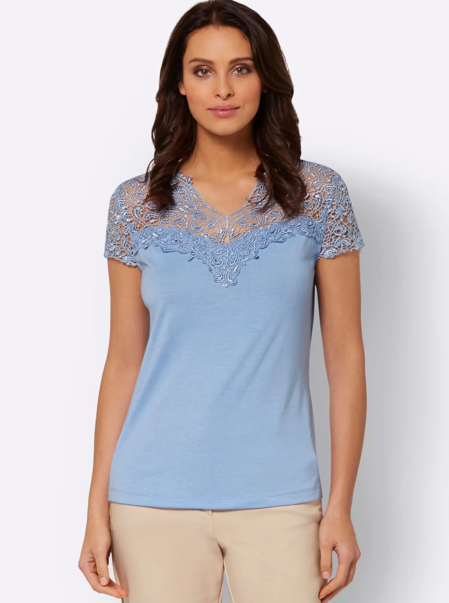 Spitzenshirt mit transparenter Spitze