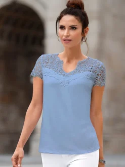 Spitzenshirt mit transparenter Spitze
