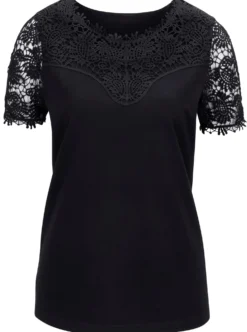 Spitzenshirt mit transparenter Spitze