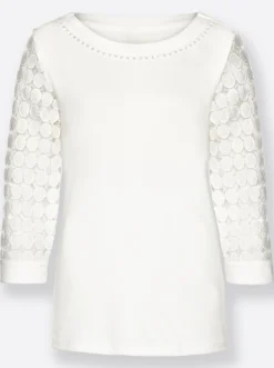 Spitzenshirt mit U-Boot-Ausschnitt