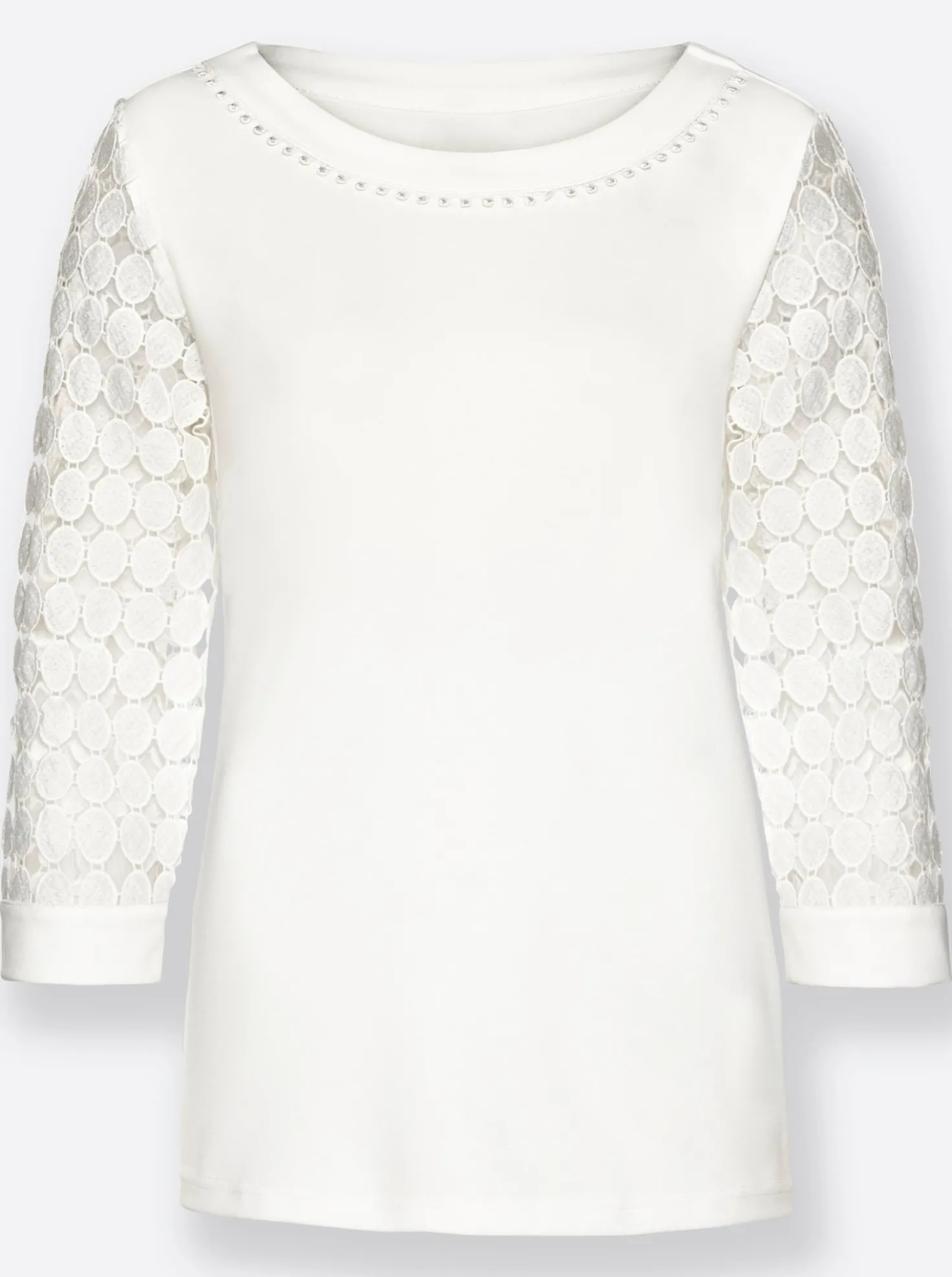 Spitzenshirt mit U-Boot-Ausschnitt