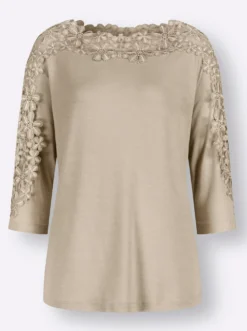 Spitzenshirt mit U-Boot-Ausschnitt