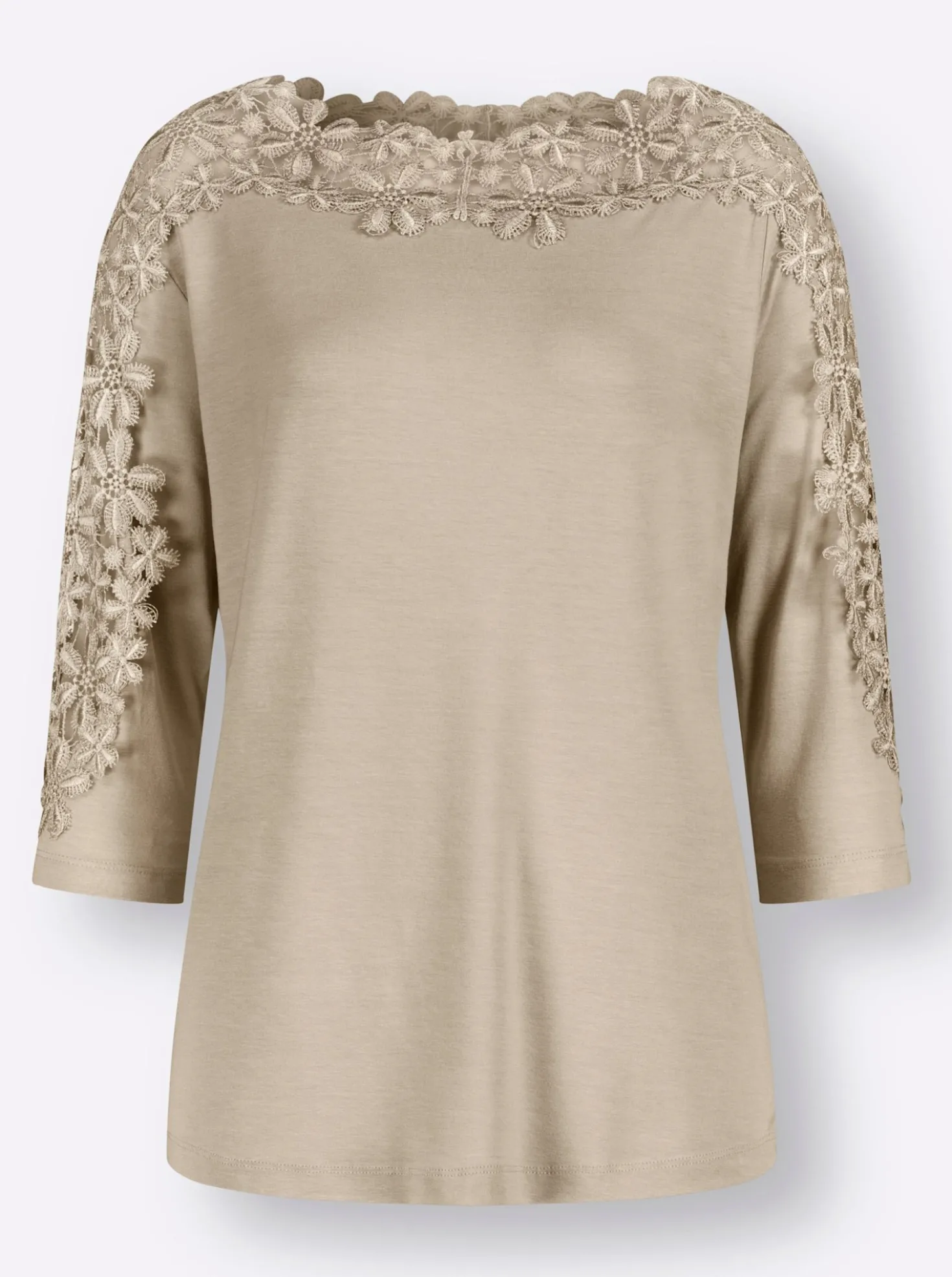 Spitzenshirt mit U-Boot-Ausschnitt