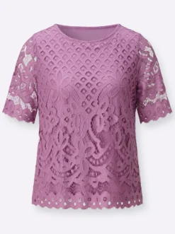 Spitzenshirt mit unterlegtem Body