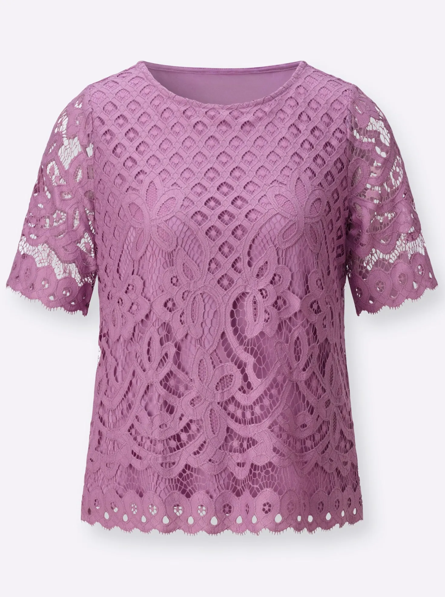 Spitzenshirt mit unterlegtem Body