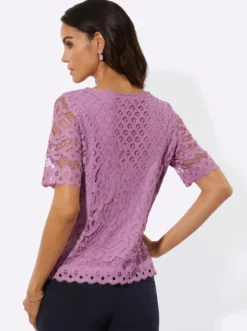 Spitzenshirt mit unterlegtem Body
