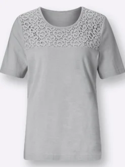 Spitzenshirt mit unterlegter Spitze