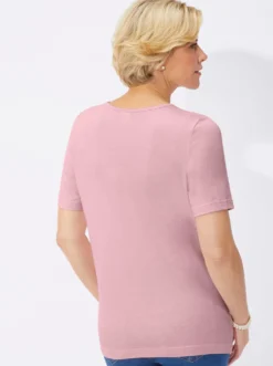 Spitzenshirt mit unterlegter Spitze