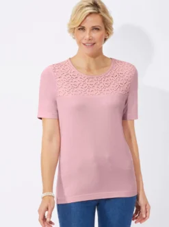 Spitzenshirt mit unterlegter Spitze
