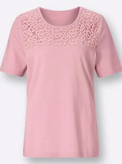 Spitzenshirt mit unterlegter Spitze
