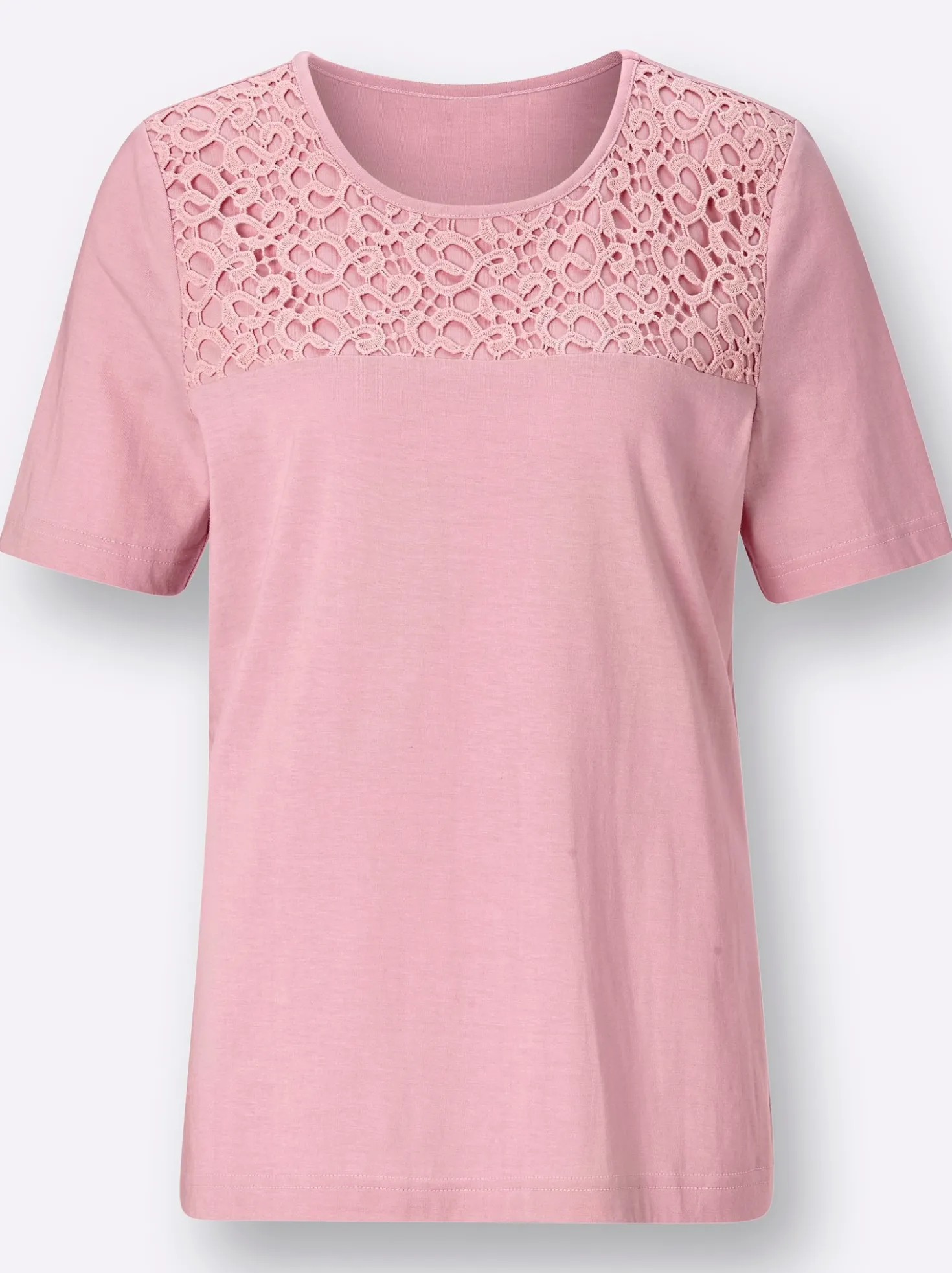 Spitzenshirt mit unterlegter Spitze
