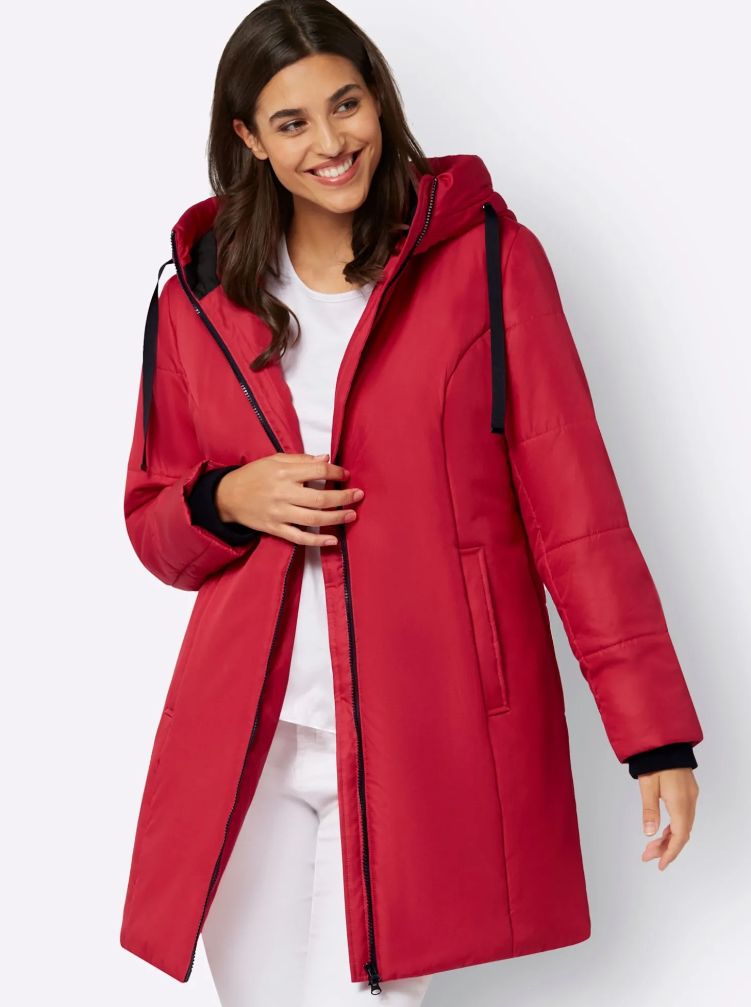 Stark wärmende Longjacke mit Steppmuster