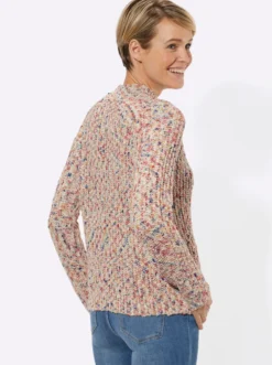 Stehkragenpullover aus Multicolorgarn