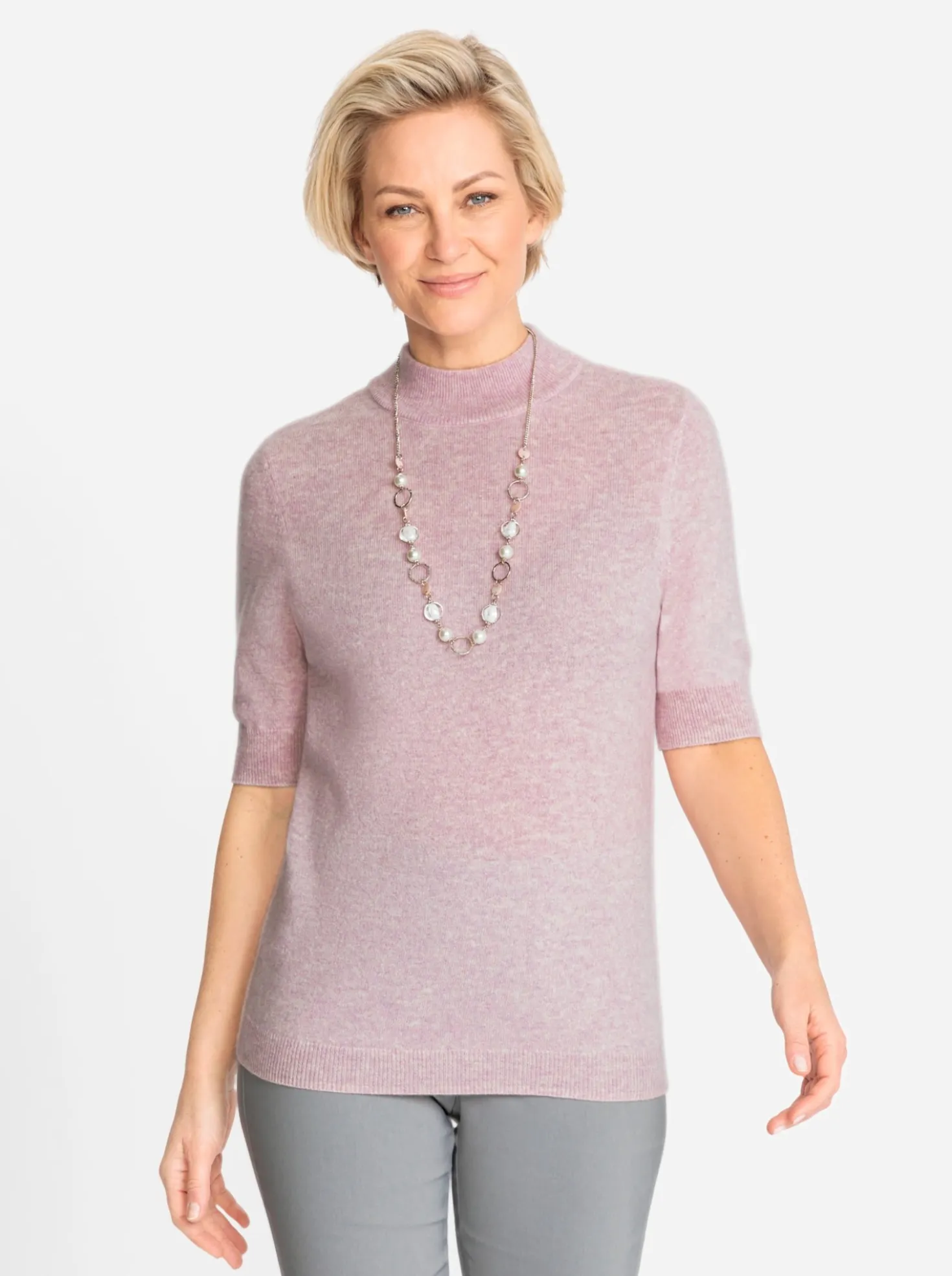 Stehkragenpullover aus reinem Kaschmir