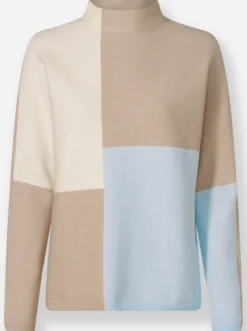 Stehkragenpullover im Color-Blocking-Dessin