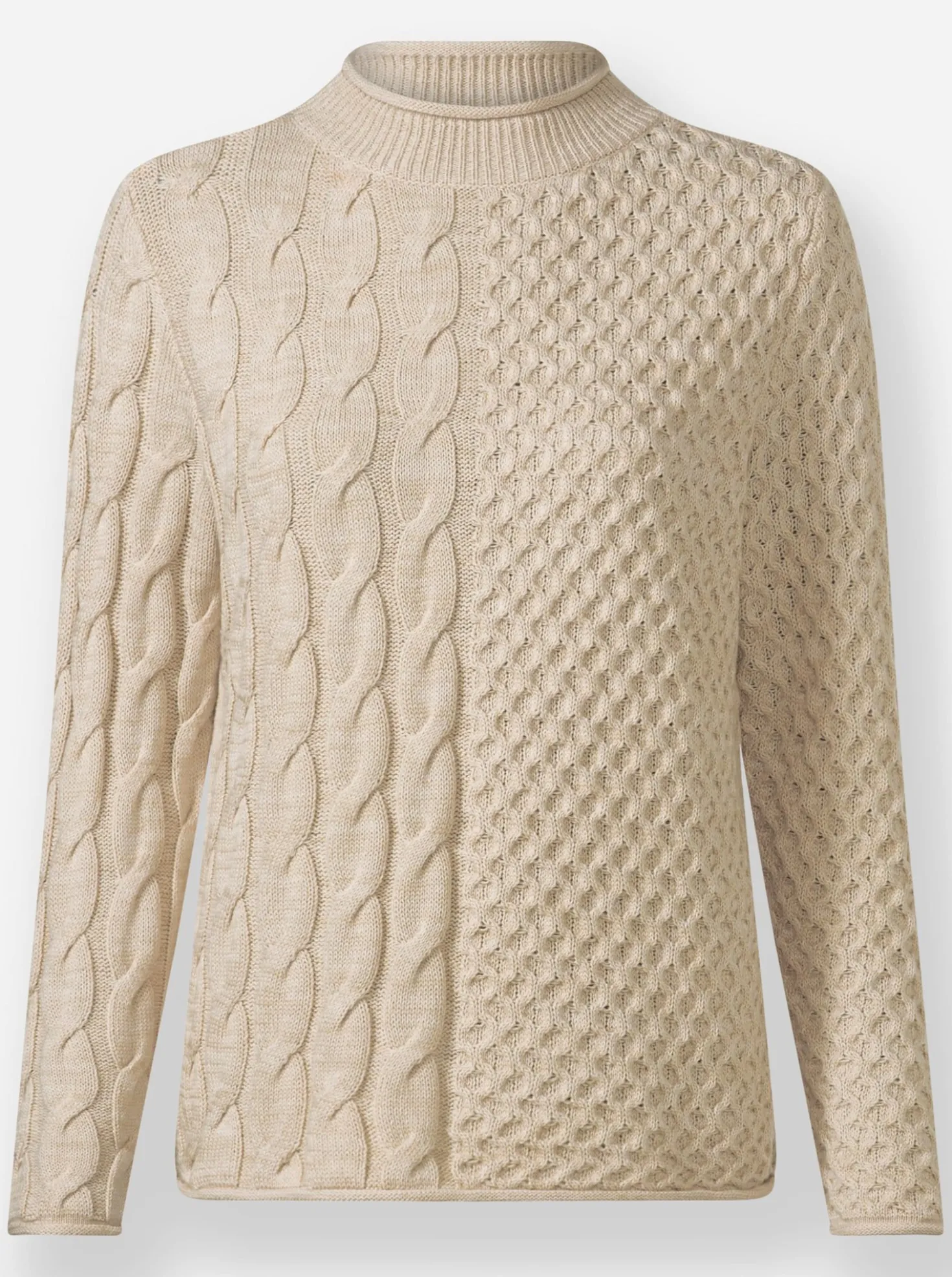 Stehkragenpullover im Strickmuster-Mix