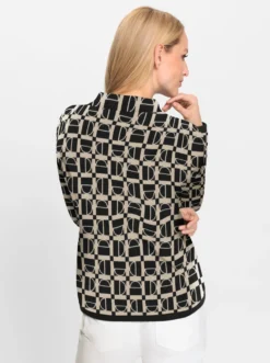 Stehkragenpullover in grafischem Jacquard-Muster