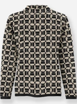 Stehkragenpullover in grafischem Jacquard-Muster