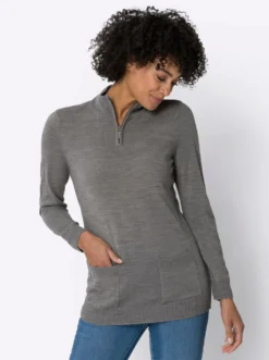 Stehkragenpullover in Longform