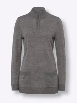 Stehkragenpullover in Longform