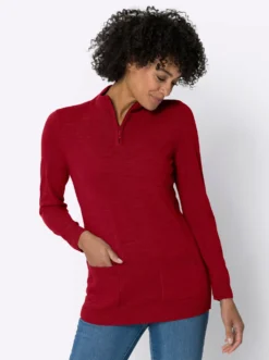 Stehkragenpullover in Longform