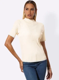 Stehkragenpullover in modischer Ripp-Optik