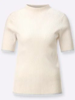 Stehkragenpullover in modischer Ripp-Optik