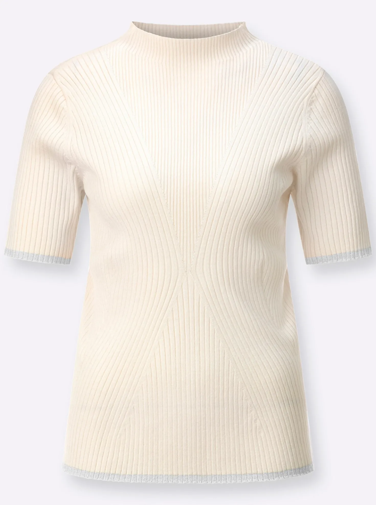 Stehkragenpullover in modischer Ripp-Optik