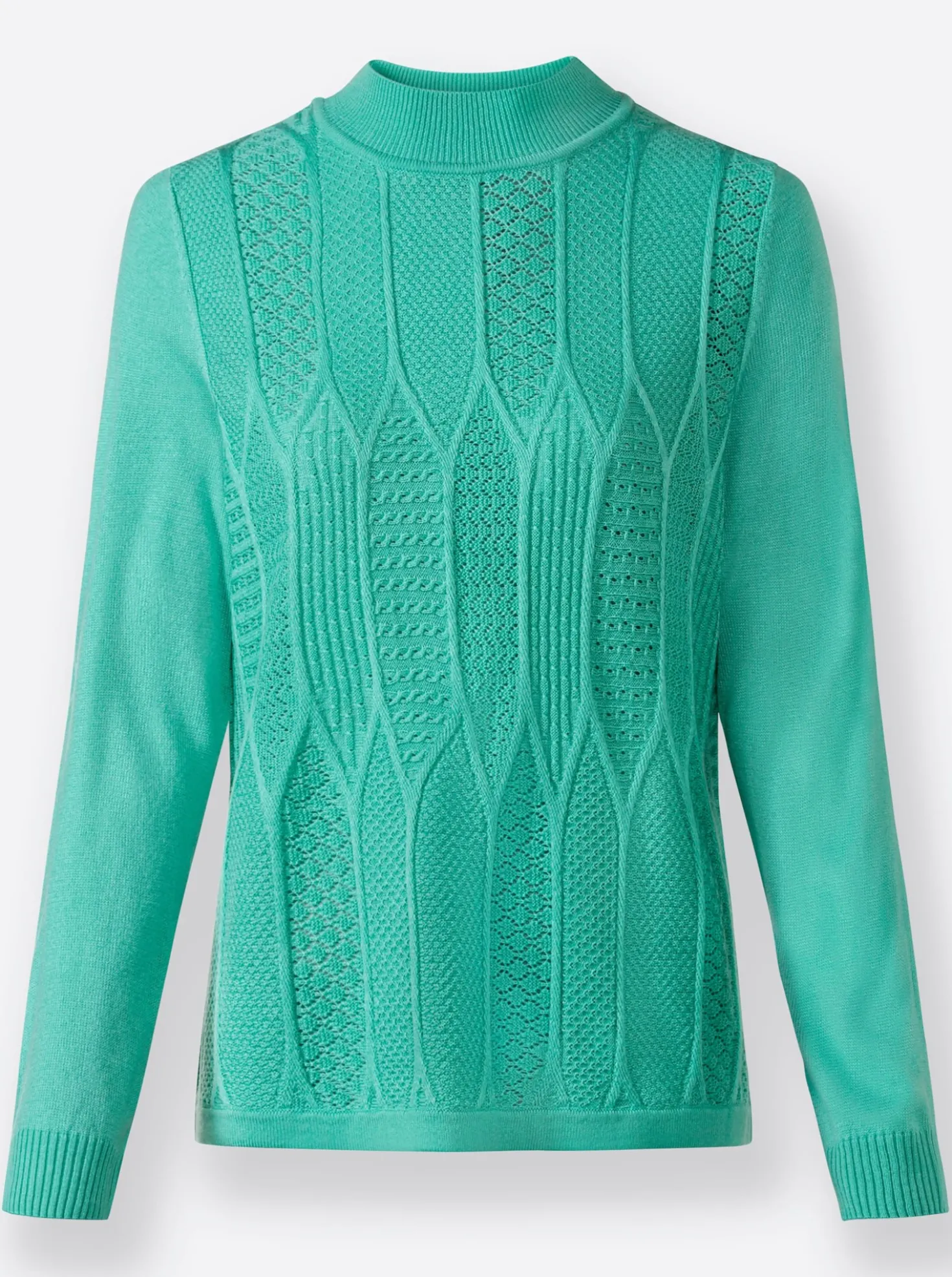 Stehkragenpullover mit Ajour-Muster