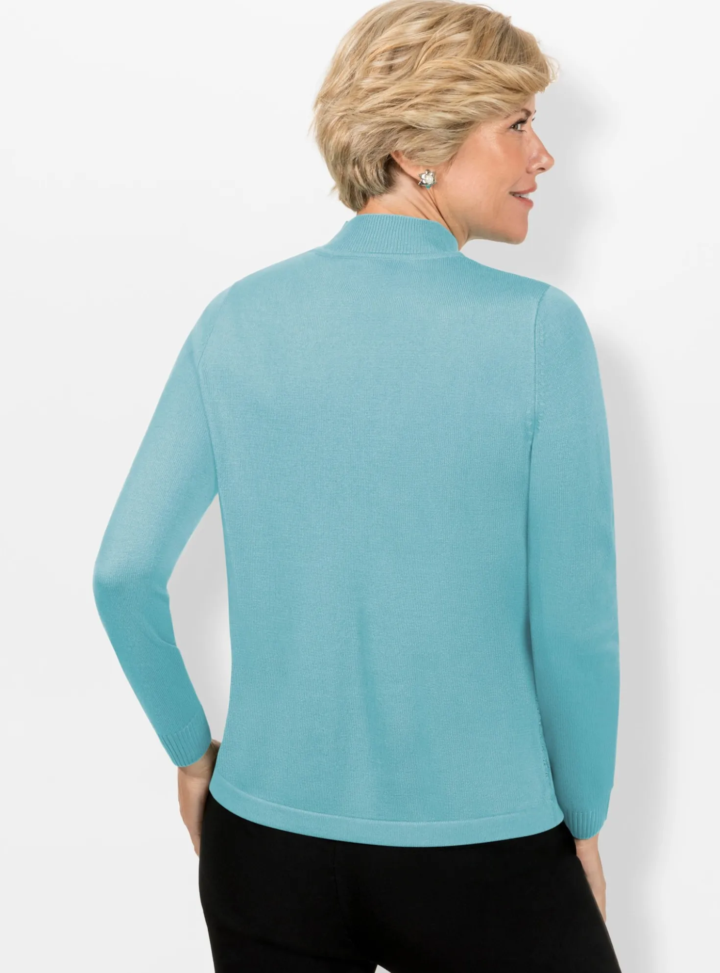 Stehkragenpullover mit Ajour-Muster