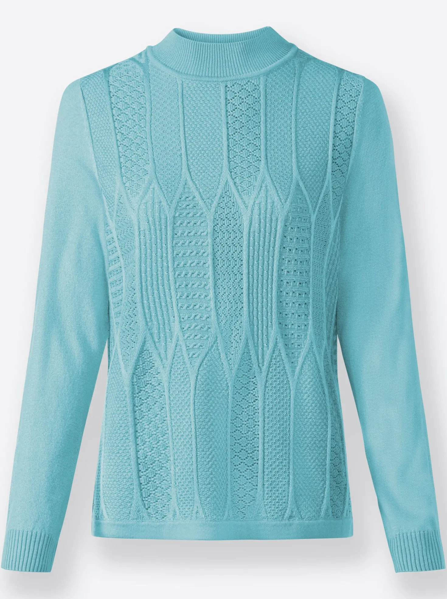 Stehkragenpullover mit Ajour-Muster