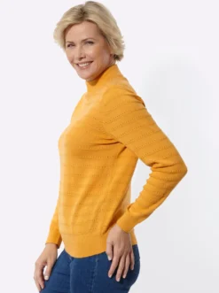 Stehkragenpullover mit Ajour-Muster