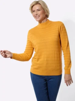 Stehkragenpullover mit Ajour-Muster