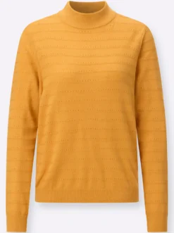 Stehkragenpullover mit Ajour-Muster