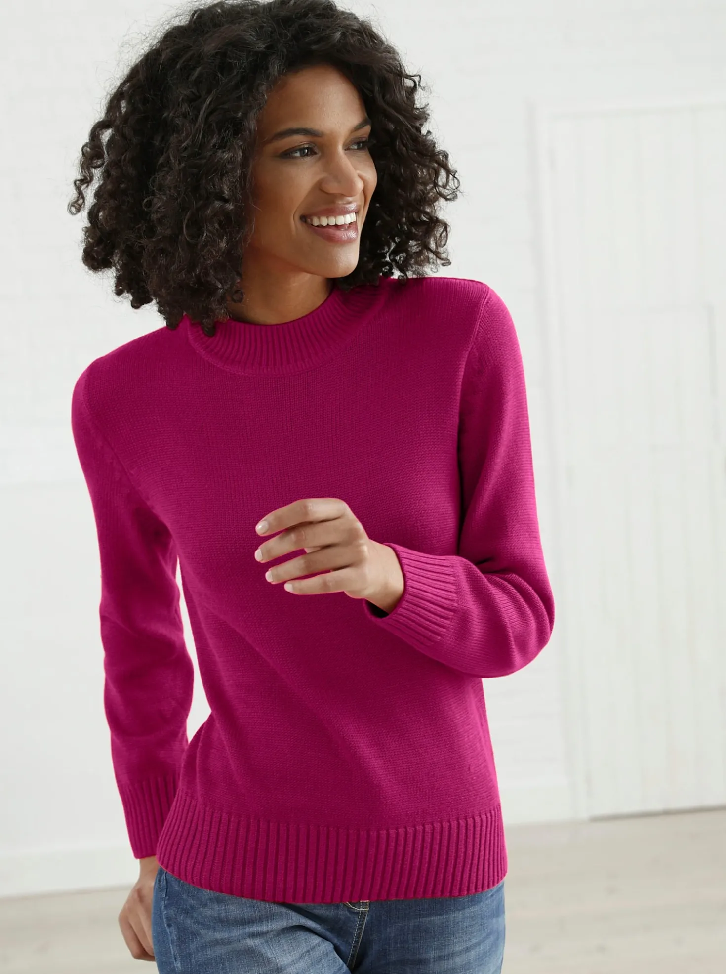 Stehkragenpullover mit Baumwolle