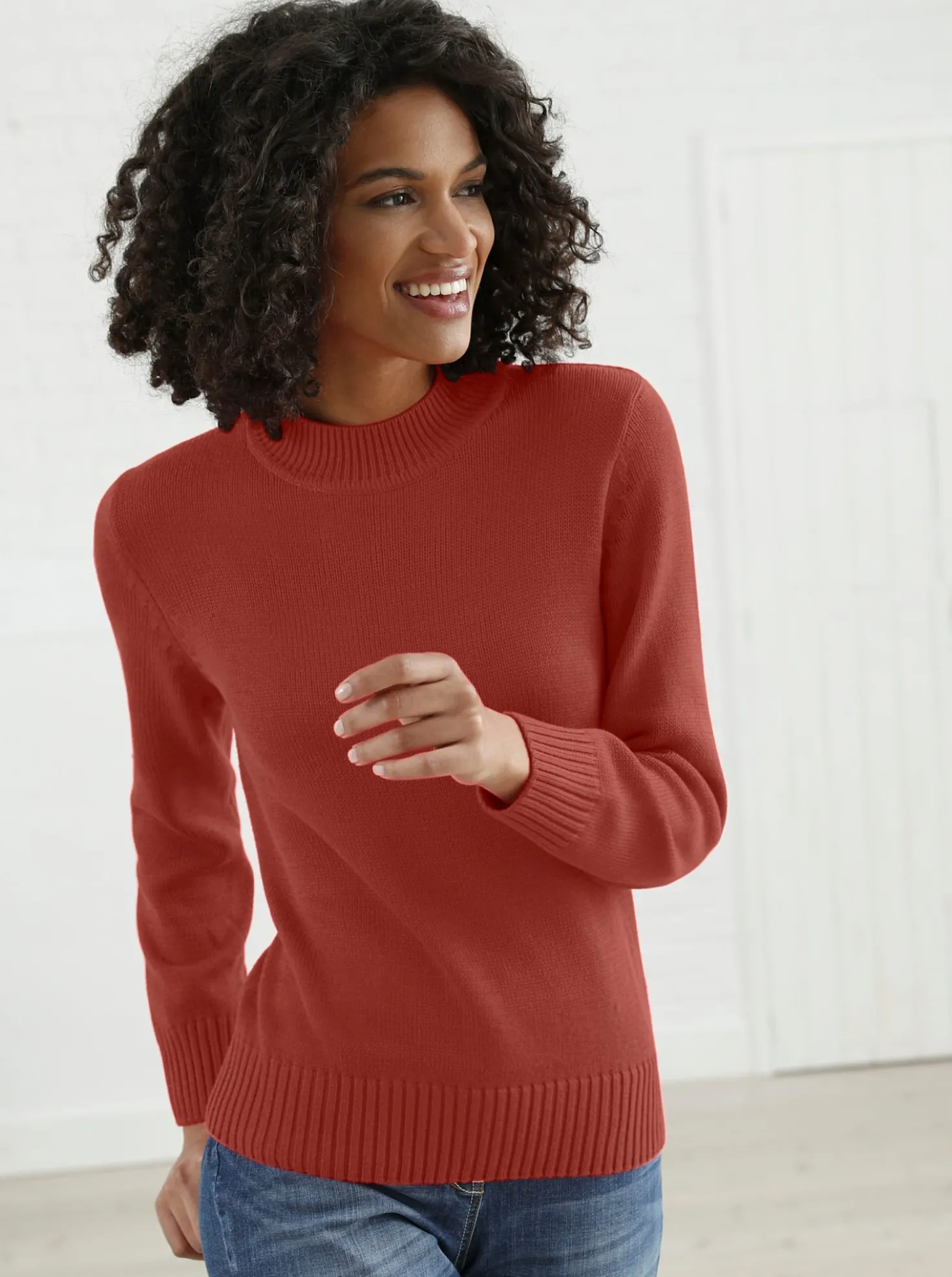 Stehkragenpullover mit Baumwolle